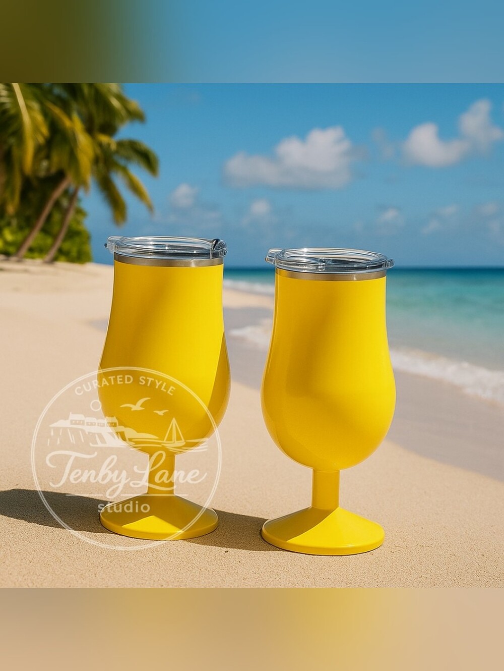 2 ORCA Poco Sunflower Yellow 17 oz Insulated Stainless Steel Cocktail Cup W/ Lid